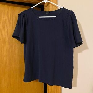 Banana Republic navy blue blouse with ruffled shoulders